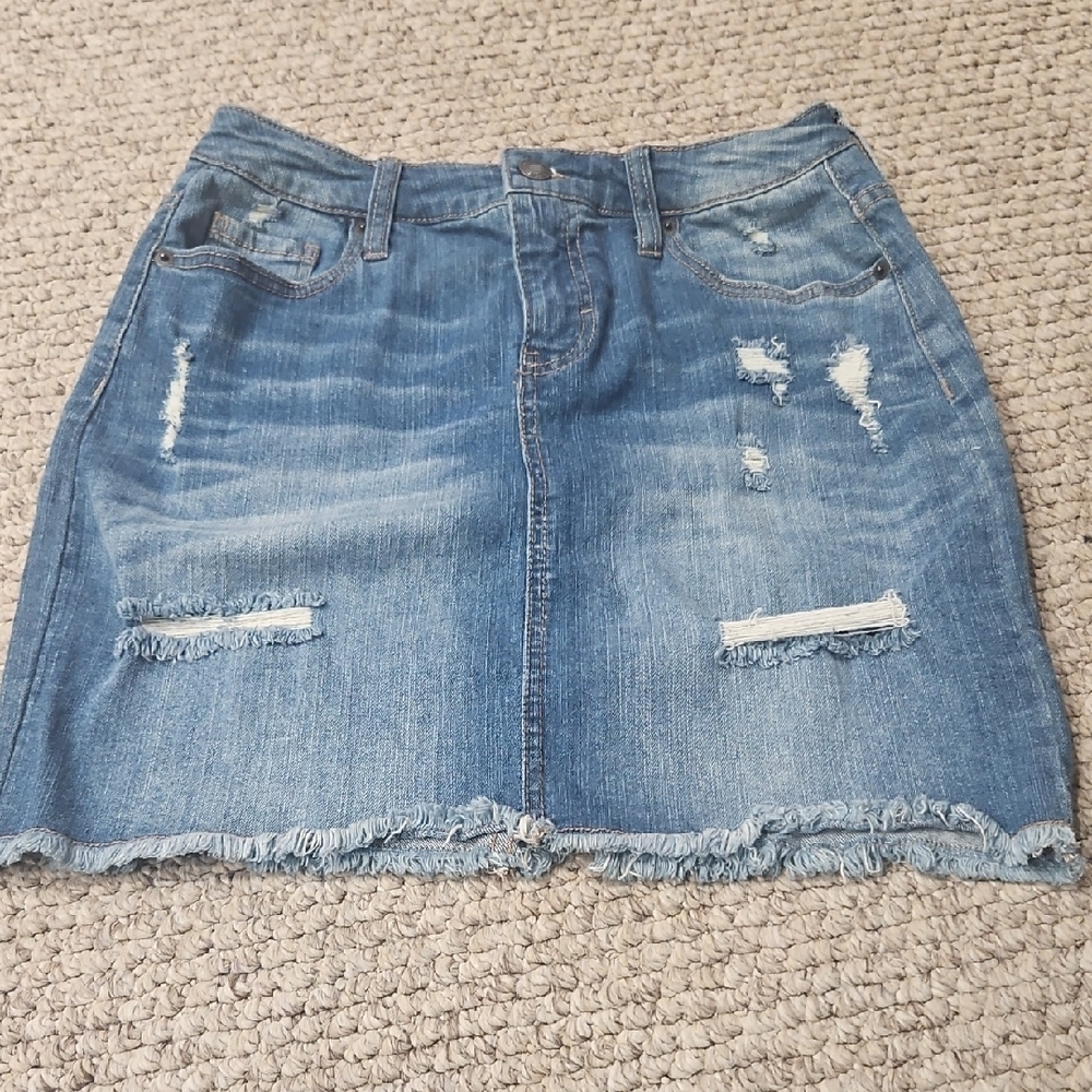 Denim Distressed Skirt
